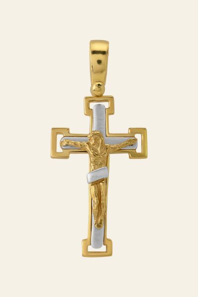 Gold Plated on Sterling Silver Crucifix Cross Pendant