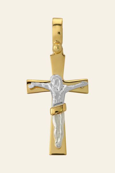 Gold Plated on Sterling Silver Crucifix Cross Pendant
