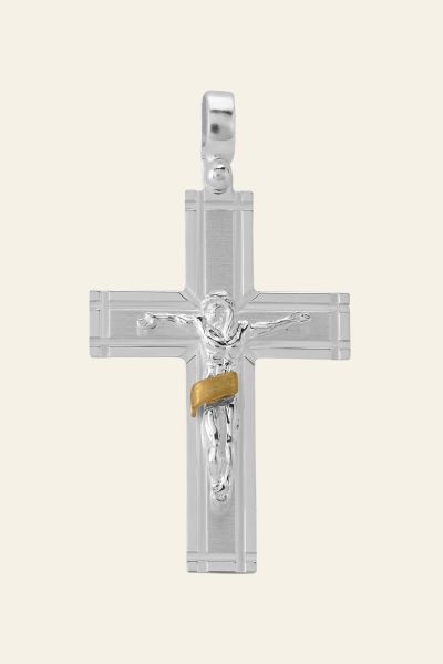 Gold Plated on Sterling Silver Crucifix Cross Pendant