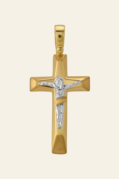 Gold Plated on Sterling Silver Crucifix Cross Pendant