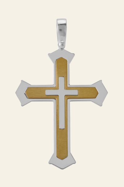 Gold Plated on Sterling Silver Cleche Cross Pendant