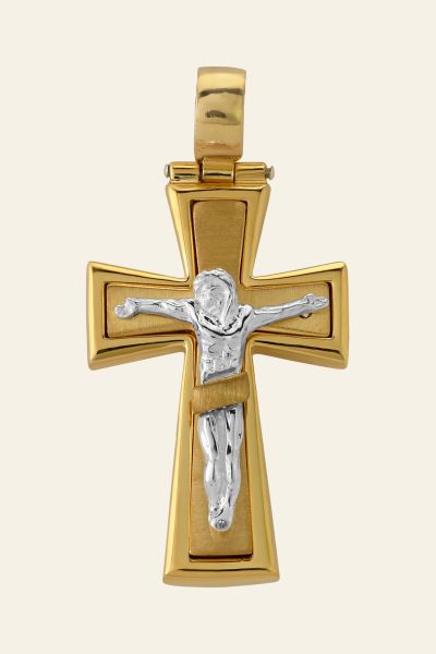 Gold Plated on Sterling Silver Byzantine Crucifix Cross Pendant