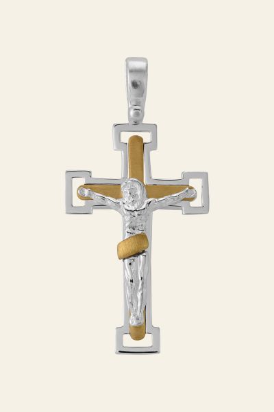 Gold Plated on Sterling Silver Crucifix Cross Pendant