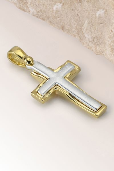 Gold Plated on Sterling Silver Cross Pendant