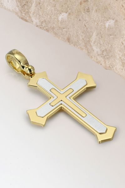 Gold Plated on Sterling Silver Cleche Cross Pendant