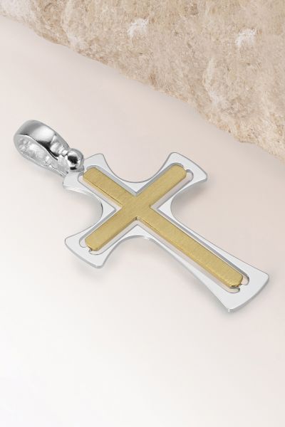 Gold Plated on Sterling Silver Cross Pendant