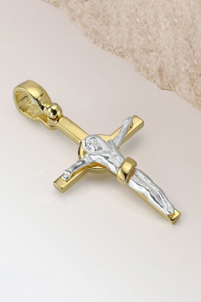 Gold Plated on Sterling Silver Celtic Crucifix Cross Pendant