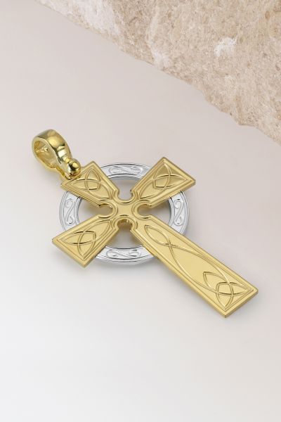 Gold Plated on Sterling Silver Celtic Cross Pendant