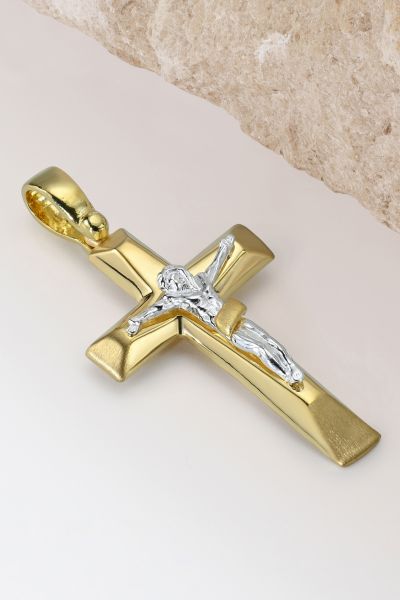 Gold Plated on Sterling Silver Crucifix Cross Pendant