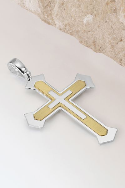 Gold Plated on Sterling Silver Cleche Cross Pendant