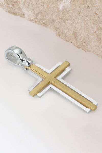 Gold Plated on Sterling Silver Cross Pendant
