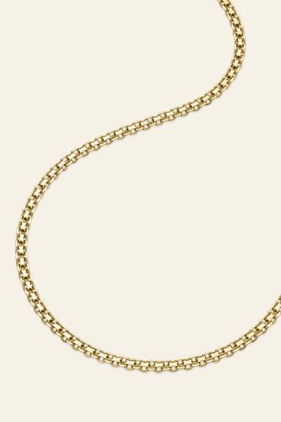Yellow Gold Plated Sterling Silver 2.4mm Bismark Chain Necklace