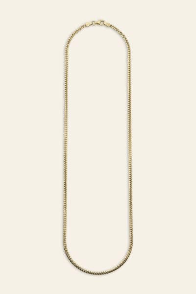 Hanging Grey packshot 9ct Yellow Gold Plated Sterling Silver 2.7mm Diamond Cut Cuban Chain