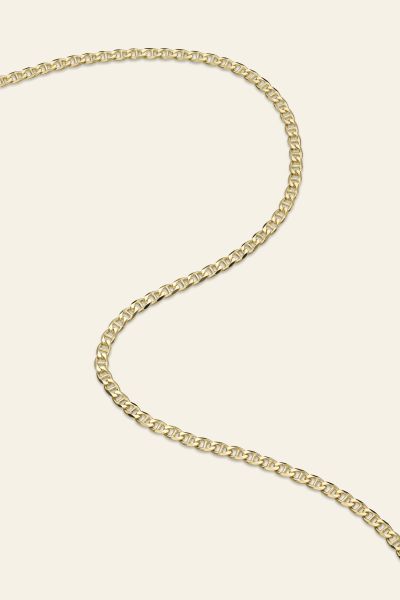 9ct Yellow Gold Plated Sterling Silver 3.1mm Diamond Cut Marina Chain 