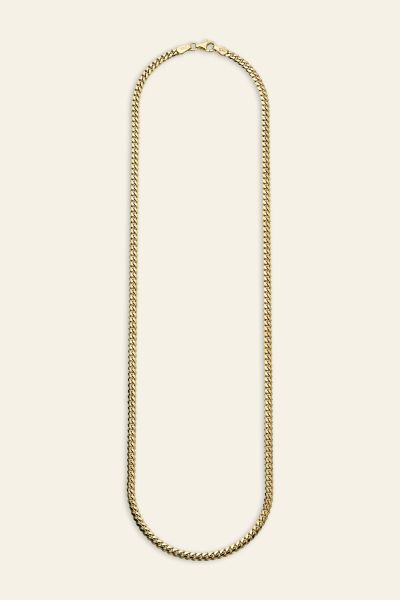 9ct Yellow Gold Plated Sterling Silver 3.5mm Diamond Cut Cuban Chain