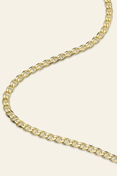 9ct Yellow Gold Plated Sterling Silver 3.7mm Diamond Cut Marina Chain 