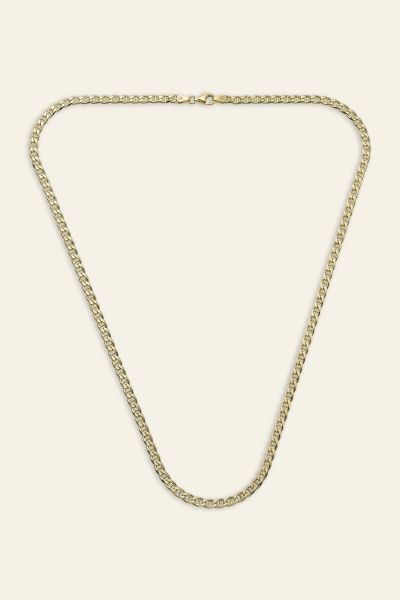 9ct Yellow Gold Plated Sterling Silver 3.7mm Diamond Cut Marina Chain 