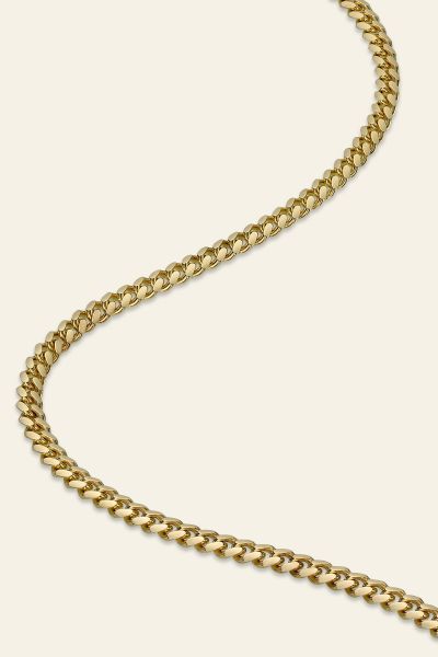 9ct Yellow Gold Plated Sterling Silver 4.2mm Diamond Cut Cuban Chain