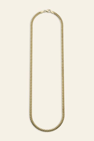 9ct Yellow Gold Plated Sterling Silver 4.2mm Diamond Cut Cuban Chain