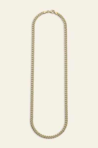 9ct Gold Plated Sterling Silver 4.3mm Diamond Cut Curb Chain