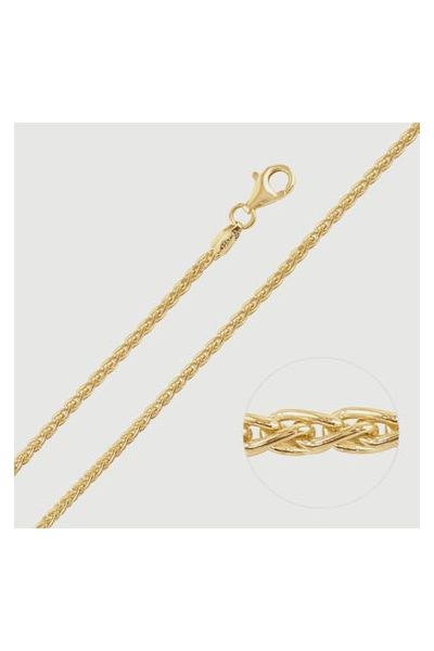 9ct Yellow Gold Plated Sterling Silver 2.5mm Spiga Wheat Chain