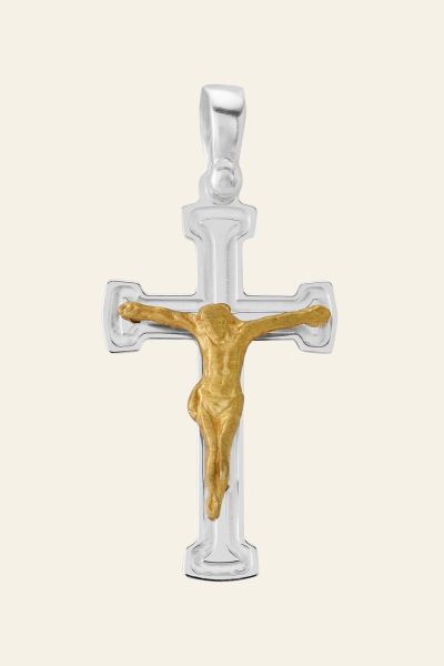 Gold Plated on Sterling Silver Crucifix Cross Pendant