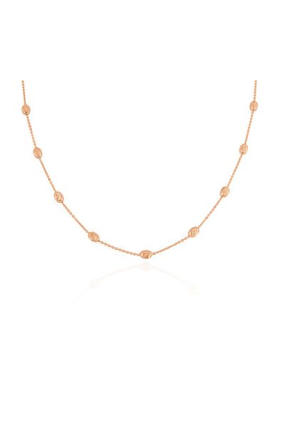 9ct Rose Gold Plated Sterling Silver Oval Beaded Diamond Cut Trace Chain Necklace