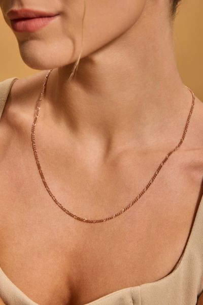 9ct Rose Gold plated 2mm Diamond Cut Figaro Chain