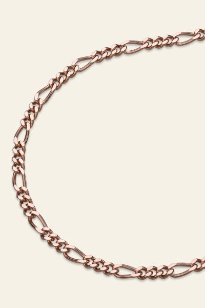 9ct Rose Gold plated 2mm Diamond Cut Figaro Chain
