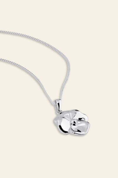Sterling Silver FEBRUARY VIOLET Necklace with Curb chain