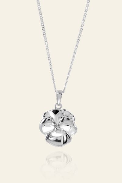 Sterling Silver FEBRUARY VIOLET Necklace with Curb chain