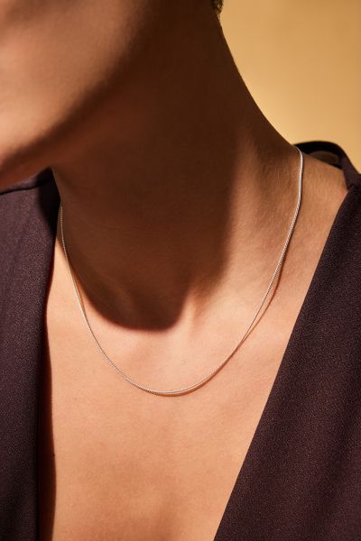 Sterling Silver 1.2mm Fine Diamond Cut Curb Chain Necklace
