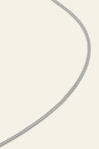 Sterling Silver 1.2mm Fine Diamond Cut Curb Chain Necklace
