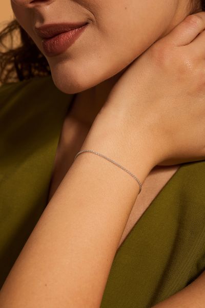 Sterling Silver 1.3mm Spiga Wheat link bracelet with lobster clasp - Click to magnify