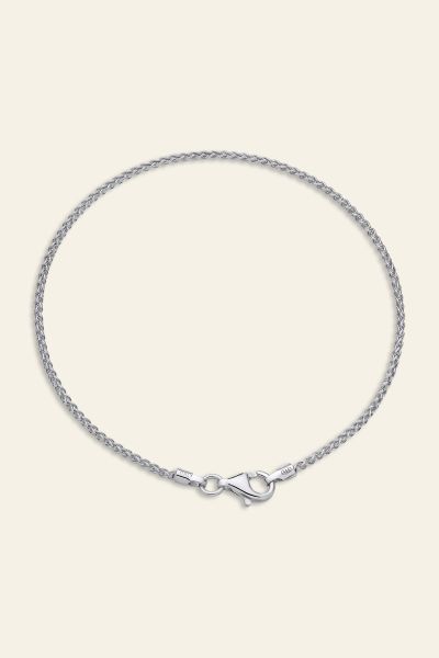 Sterling Silver 1.3mm Spiga Wheat link bracelet with lobster clasp - Click to magnify