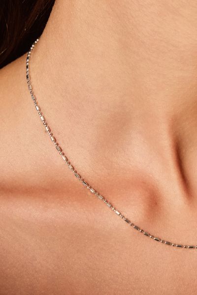 Sterling Silver 1.5mm Diamond Cut Ball Barrel Bead Chain Necklace