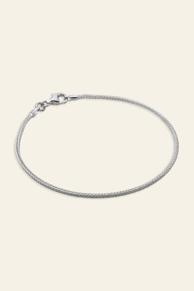 Sterling Silver 1.5mm Foxtail link bracelet with lobster clasp - Click to magnify