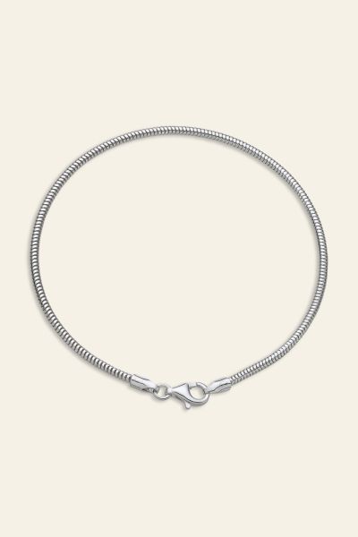 Sterling Silver 1.9mm Real Snake link bracelet with lobster clasp birds eye