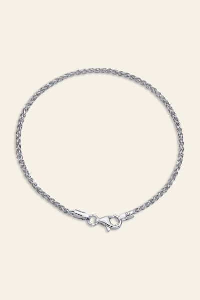 Sterling Silver 1.9mm Spiga Wheat link bracelet with lobster clasp - Click to magnify