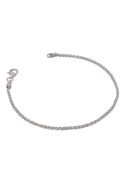 Sterling Silver 1.9mm Spiga Wheat Link Bracelet with Chain