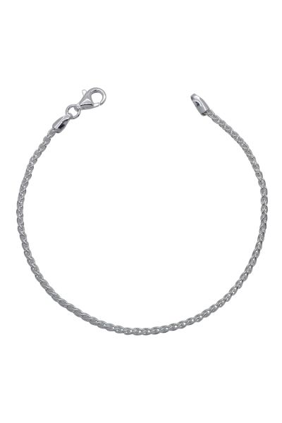 Sterling Silver 1.9mm Spiga Wheat Link Bracelet with Chain