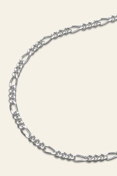 Sterling Silver 2.1mm Diamond Cut Figaro Chain