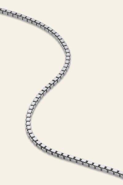 Sterling Silver 2.3mm Box Chain Necklace Diamond Cut 