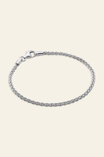 Sterling Silver 2.5mm Spiga Wheat Bracelet 