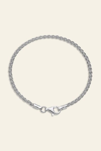 Sterling Silver 2.5mm Spiga Wheat Bracelet 