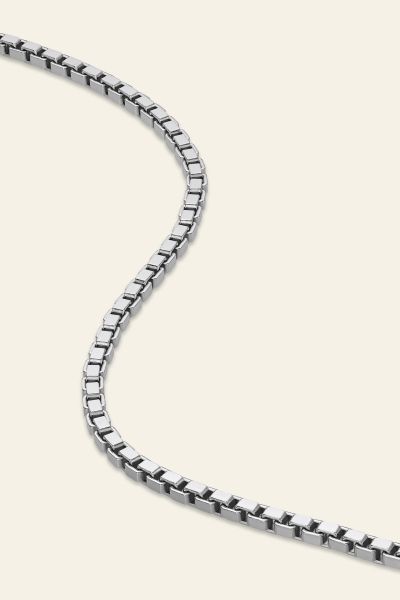 Sterling Silver 2.3mm Box Chain Necklace Diamond Cut 