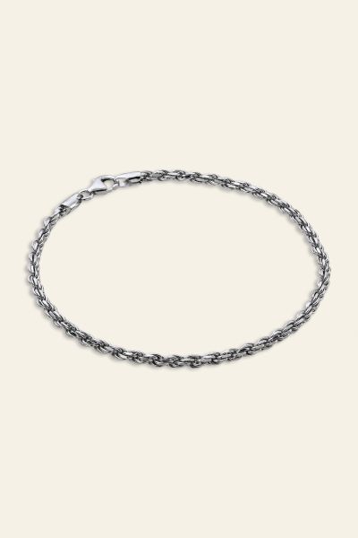 Sterling Silver 2.8mm Diamond Cut Rope Bracelet