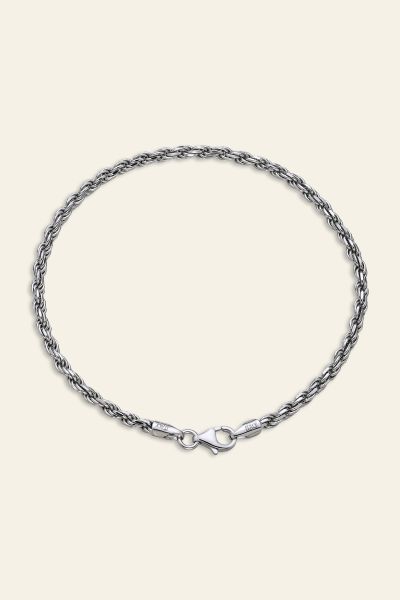 Sterling Silver 2.8mm Diamond Cut Rope Bracelet