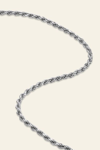Sterling Silver 2.8mm Diamond Cut Rope Chain Necklace