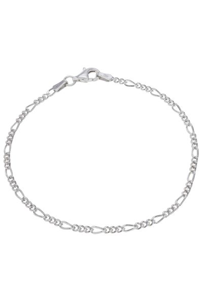Sterling Silver 2mm Diamond Cut Figaro Link Bracelet with Chain
